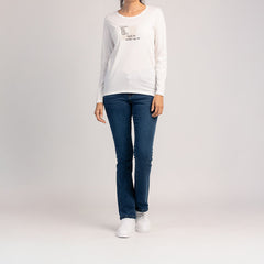 SORA - DAMSKA KOSZULKA Z DŁUGIM RĘKAWEM, 100% BAWEŁNY