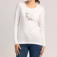 SORA - DAMSKA KOSZULKA Z DŁUGIM RĘKAWEM, 100% BAWEŁNY